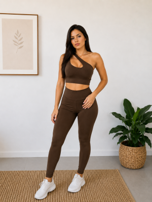 Conjuntos Fitnes Calça e Top 1 ombro Premium