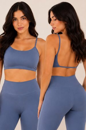 Conjunto Fitness Feminino Calça Legging Top Costa Nua Premium Academia