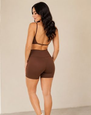 Conjunto Fitness Feminino Short Meia Coxa Top Costa Nua Premium Academia