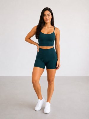 Conjunto Fitness Feminino Liso Short Top Viés Premium Zero Transparência Academia