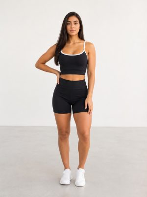 Conjunto Fitness Feminino Short Top Bicolor Premium Academia